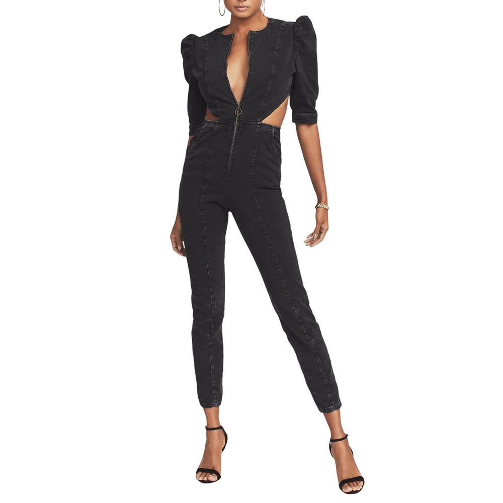 Retrofete Cutout Jet Black Kiara Jumpsuit Size S